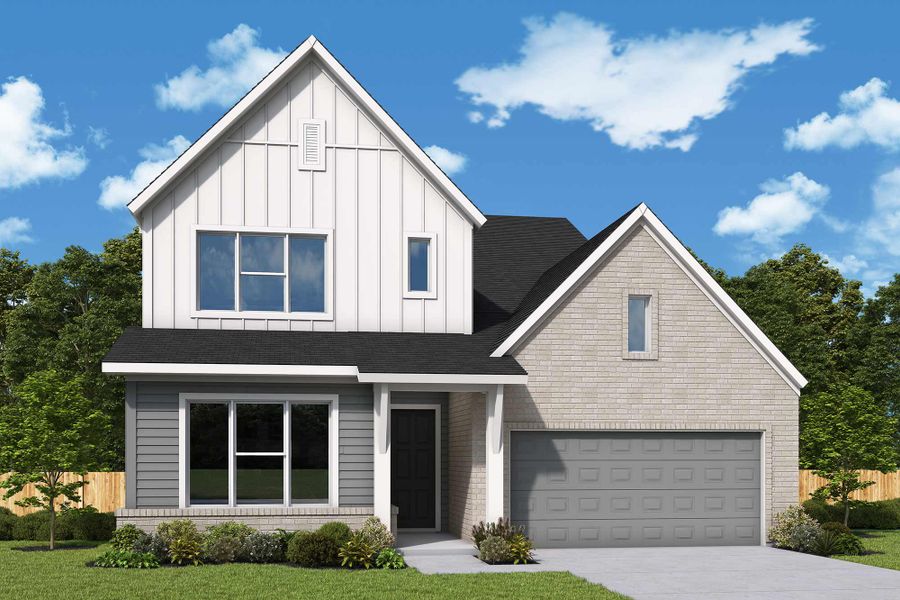 Representative exterior photo of a completed home built from the The Peony by David Weekley Homes in ARTAVIA 50' Homesites, Conroe, TX (Image 2).