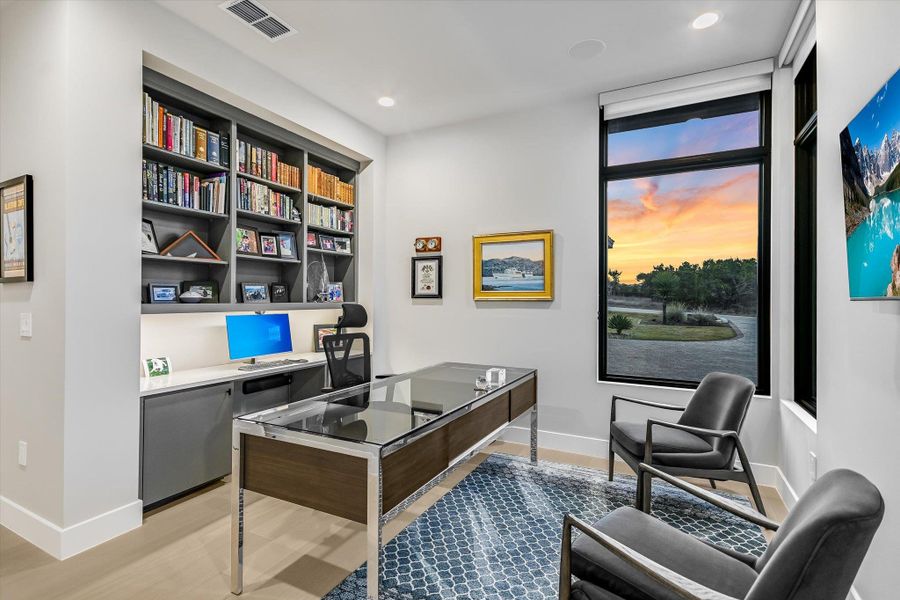Office featuring recessed lighting and light wood-type flooring Office featuring recessed lighting and light wood-type flooring