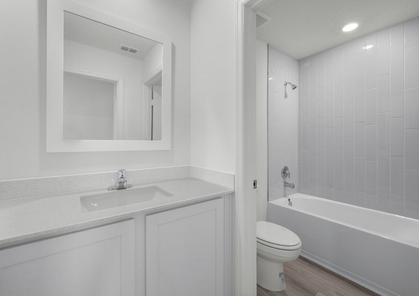 The secondary bathroom on the second floor