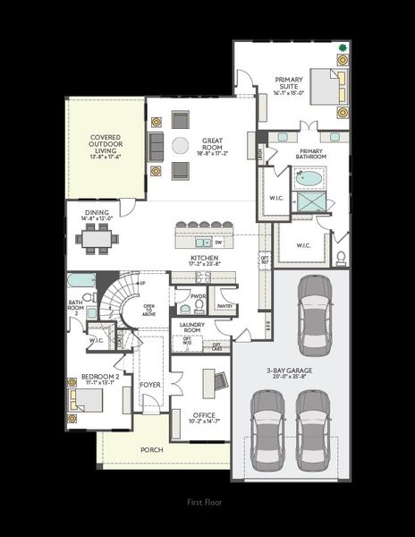 2D floor plan layout for the Windsor by Tri Pointe Homes in Lariat, Liberty Hill, TX (Image 4).