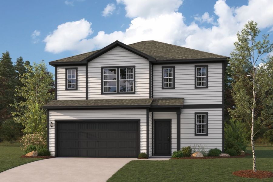 Representative exterior photo of a completed home built from the Falcon by Century Communities in Crockett Meadows, Conroe, TX (Image 1). Representative exterior photo of a completed home built from the Falcon by Century Communities in Crockett Meadows, Conroe, TX (Image 1).