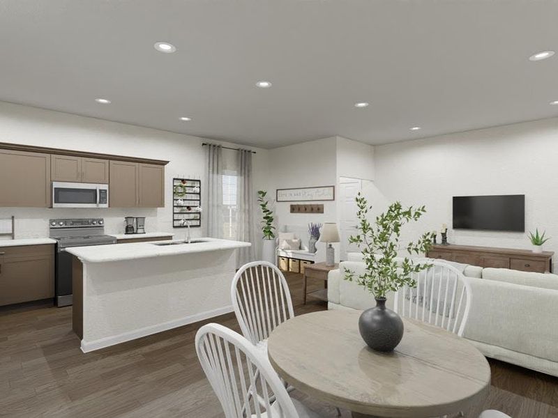 Enjoy your beautiful new kitchen with counter-height island and pantry. (Artists` rendering of the Capri) Enjoy your beautiful new kitchen with counter-height island and pantry. (Artists` rendering of the Capri)