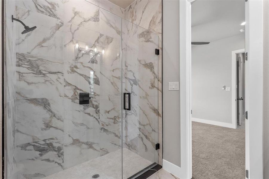 Bathroom with an enclosed shower