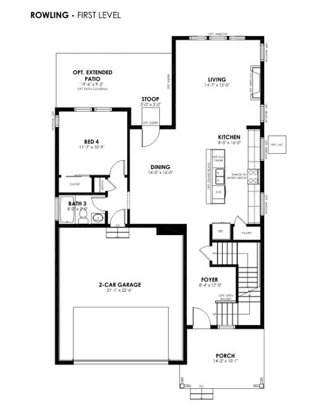 2D floor plan layout for the Rowling by Hartford Homes in Trailside, Timnath, CO (Image 5).