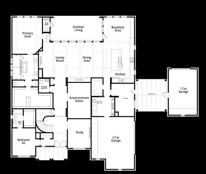 2D floor plan layout for the PalermoGR by Highland Homes in Estates at Bristol Valley, Heath, TX (Image 7).