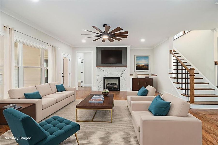 Furnished interior view inside a new home in , White (Image 8).