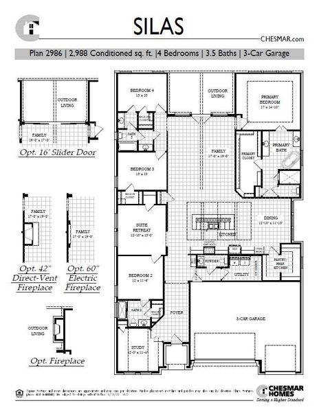 Comprehensive architectural layout details the spacious flow of this single-story residential design.