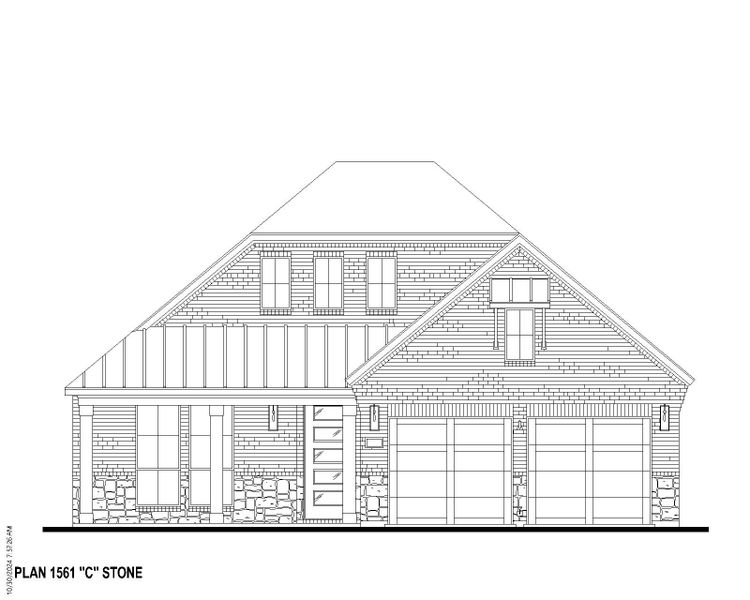 Plan 1561 Elevation C w/ Stone