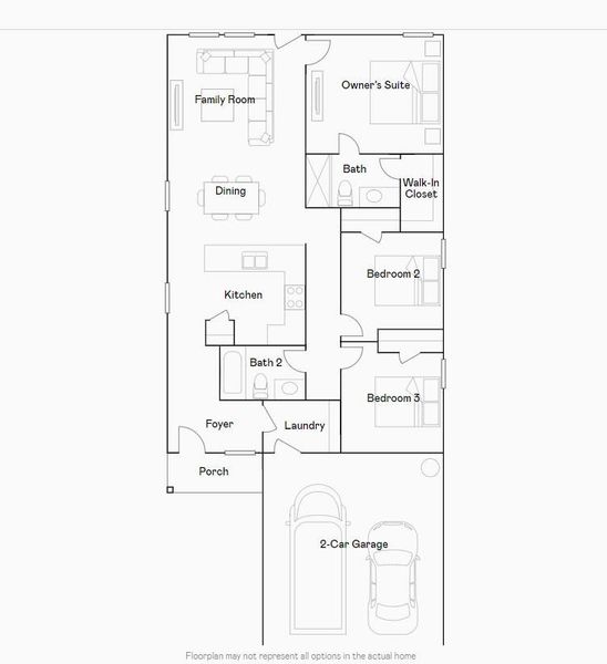 2D floor plan layout of this home in Indian Springs: Cottage Collection, Crosby, TX (Image 2). 2D floor plan layout of this home in Indian Springs: Cottage Collection, Crosby, TX (Image 2).