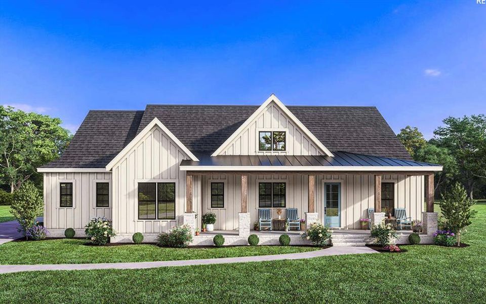 Front exterior of a new home in Oak Water Ranch, Granbury, TX, highlighting curb appeal (Image 16).