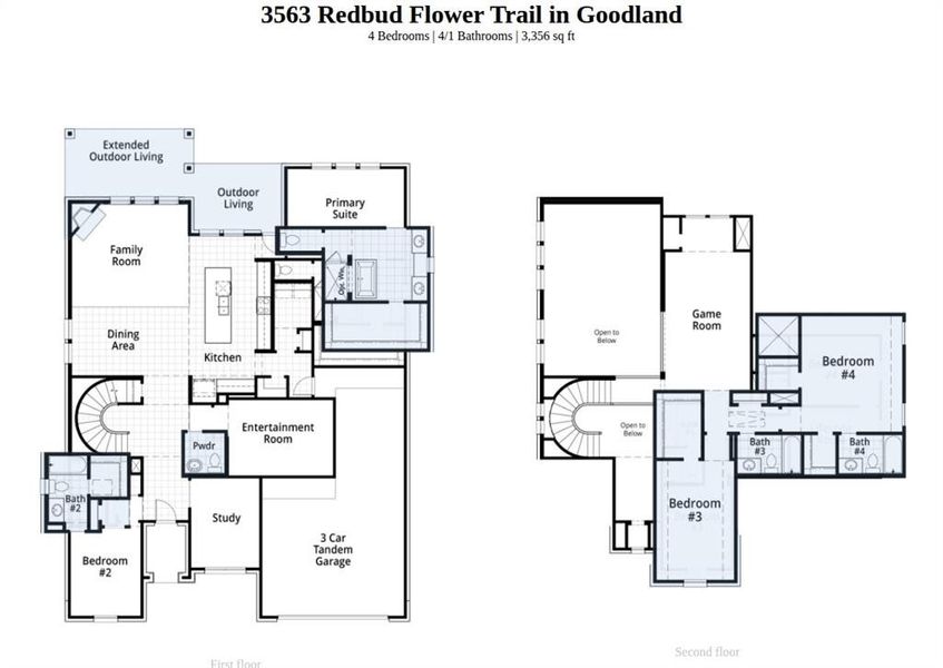 2D floor plan layout of this home in Goodland: 60ft. lots, Midlothian, TX (Image 3).