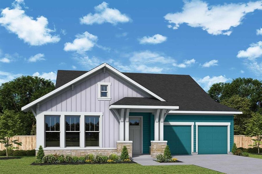 Front exterior of a new home in Laureate Park at Lake Nona - Park Series, Orlando, FL, highlighting curb appeal (Image 1).