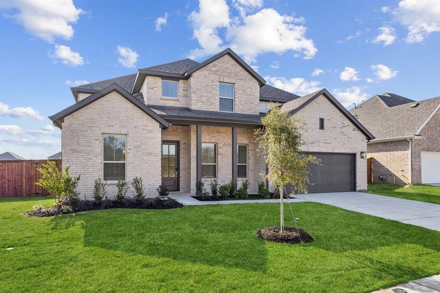 Front exterior of a new home in Dove Hollow, Waxahachie, TX, highlighting curb appeal (Image 1). Front exterior of a new home in Dove Hollow, Waxahachie, TX, highlighting curb appeal (Image 1).