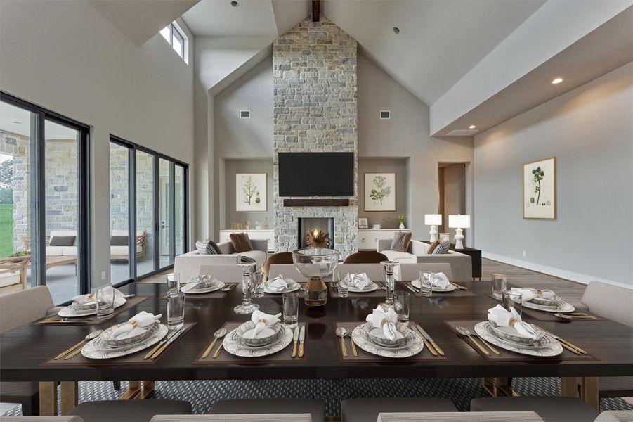 Open concept - dining space and den. Perfect for entertaining. Photo is virtually staged/enhanced. Open concept - dining space and den. Perfect for entertaining. Photo is virtually staged/enhanced.