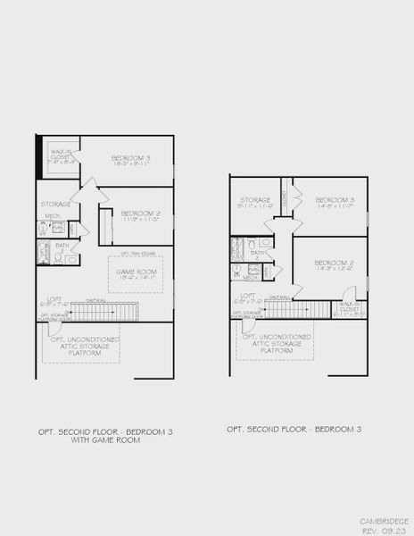 2D floor plan layout for the Cambridge by Epcon Communities in The Courtyards at Oak Grove, Durham, NC (Image 27).