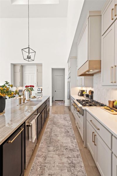 Contrasting island compliments the main cabinetry