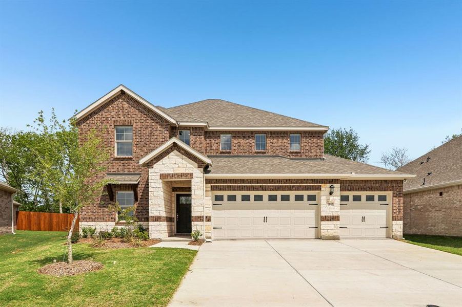 Front exterior of a new home in Parks at Foster Crossing - Premier Series, Anna, TX, highlighting curb appeal (Image 1). Front exterior of a new home in Parks at Foster Crossing - Premier Series, Anna, TX, highlighting curb appeal (Image 1).