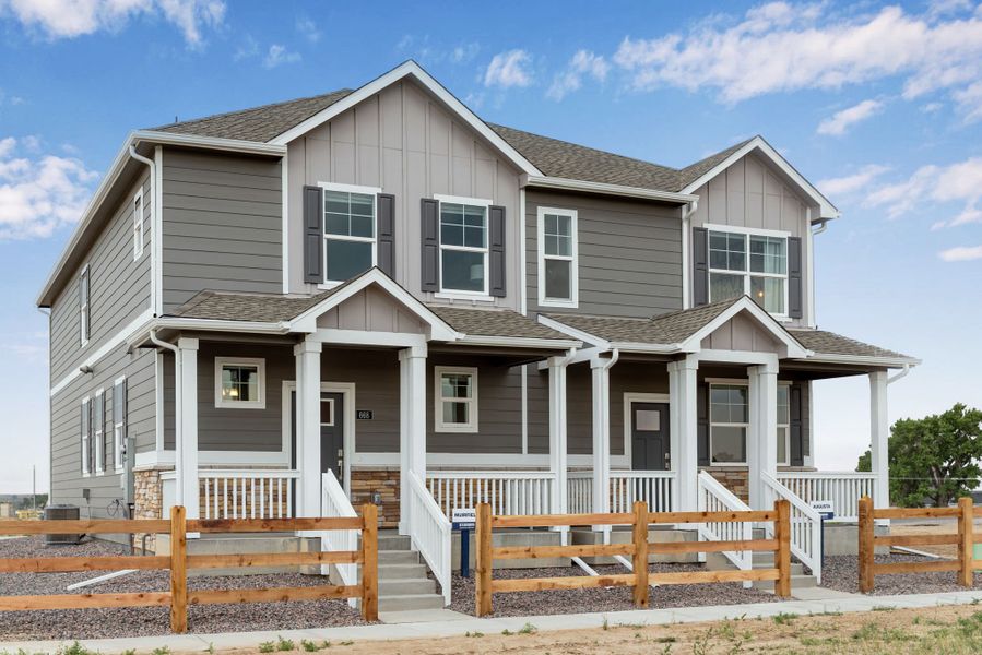 Representative exterior photo of a completed home built from the MURIFIELD by D.R. Horton in Vista Meadows, Fort Lupton, CO (Image 18).