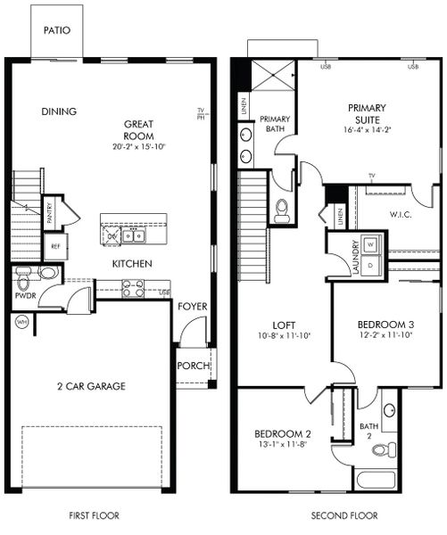 2D floor plan layout of this home in The Meadow at Crossprairie Townes, St. Cloud, FL (Image 2). 2D floor plan layout of this home in The Meadow at Crossprairie Townes, St. Cloud, FL (Image 2).