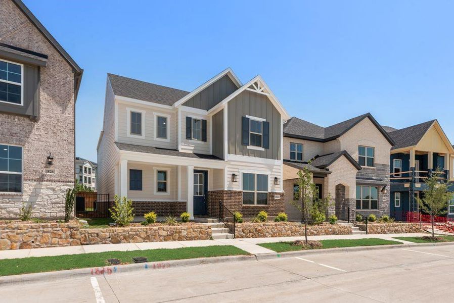 Front exterior of a new home in Bayside, Rowlett, TX, highlighting curb appeal (Image 23).