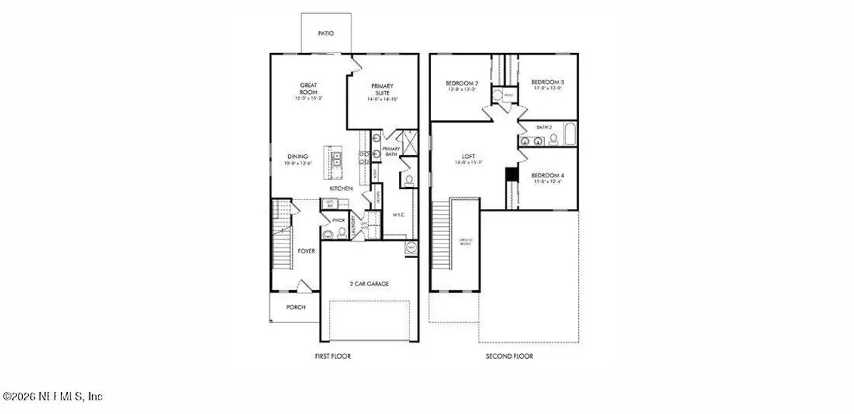 2D floor plan layout of this home in Kings Preserve, Jacksonville, FL (Image 3).