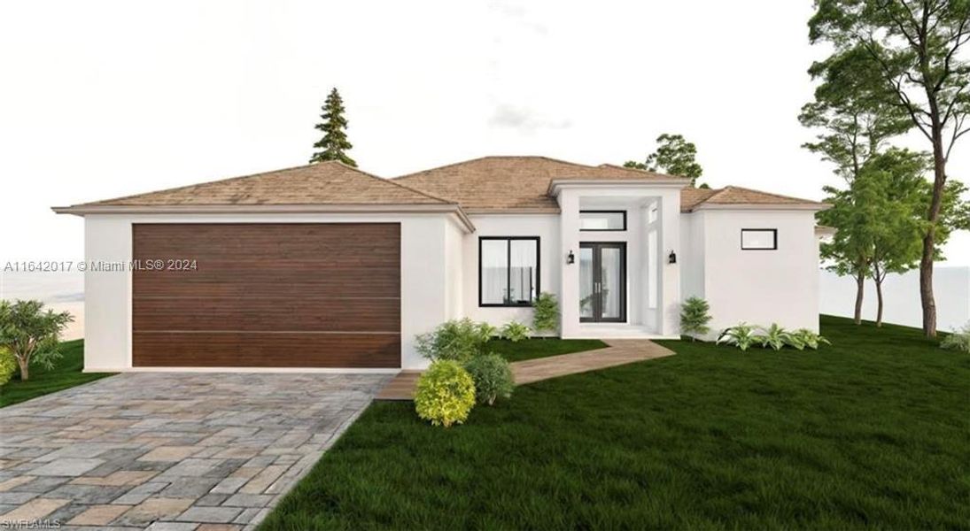 Front exterior of a new home in , Cape Coral, FL, highlighting curb appeal (Image 2). Front exterior of a new home in , Cape Coral, FL, highlighting curb appeal (Image 2).