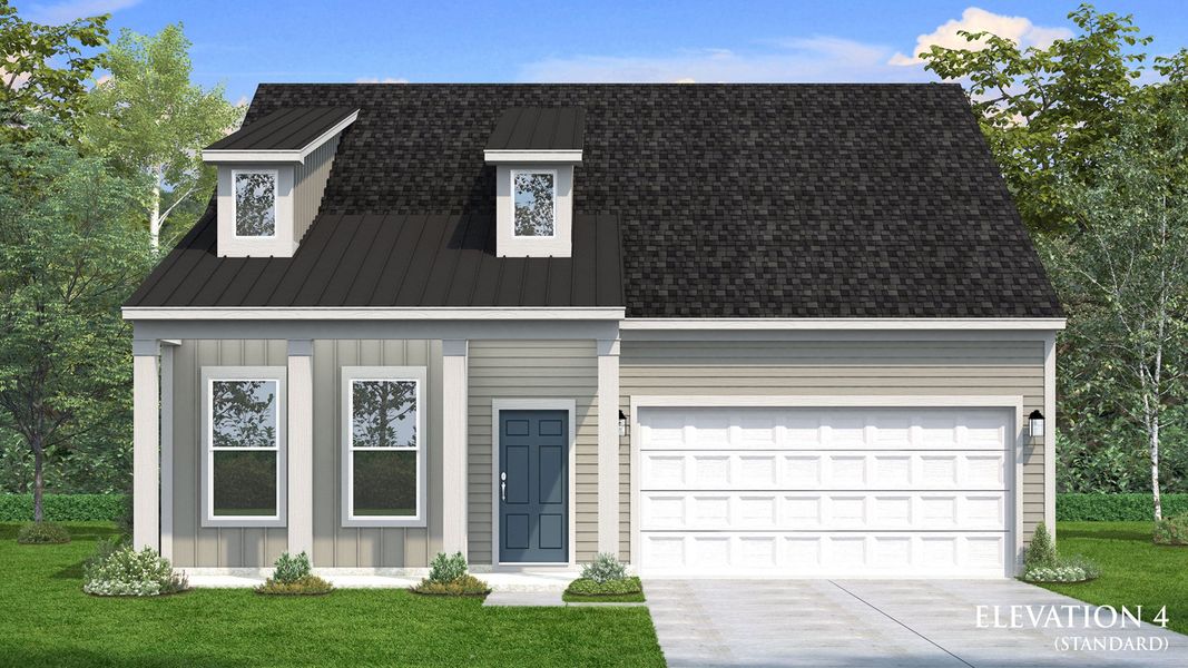 Representative exterior photo of a completed home built from the Greenwich by DRB Homes in Weavers Pointe, Zebulon, NC (Image 17).