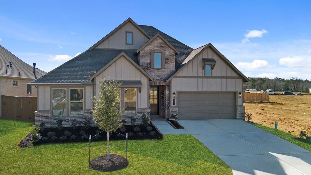 Front exterior of a new home in Chambers Creek, Willis, TX, highlighting curb appeal (Image 21). Front exterior of a new home in Chambers Creek, Willis, TX, highlighting curb appeal (Image 21).