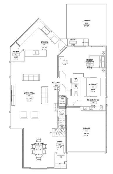 Carefully designed architectural floor plan illustrating the spacious layout of this single-level home.