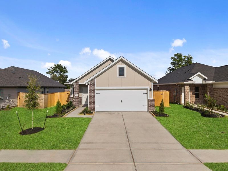 Front exterior of a new home in Laurel Landing, Alvin, TX, highlighting curb appeal (Image 18).