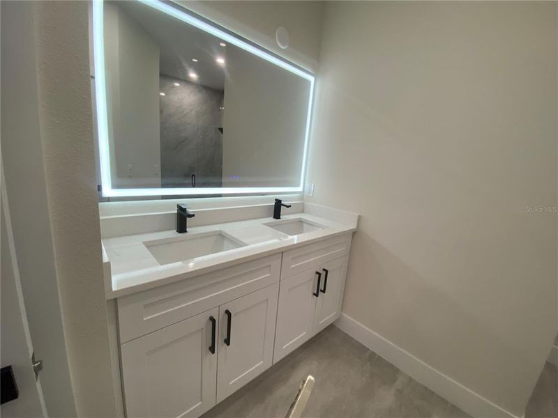 LED lighted mirror with anti-fog & color changing