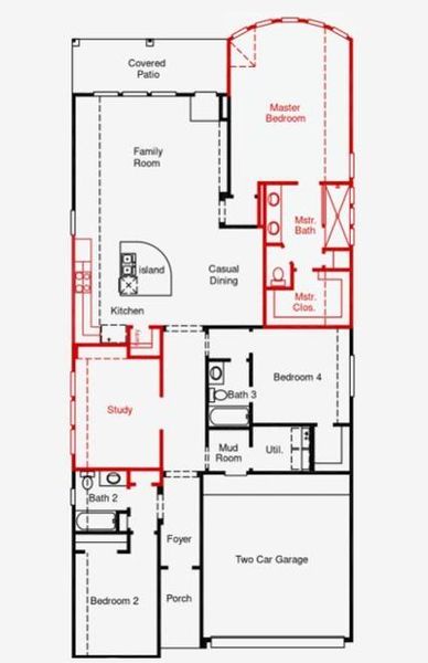 2D floor plan layout of this home in The Highlands, Porter, TX (Image 3).
