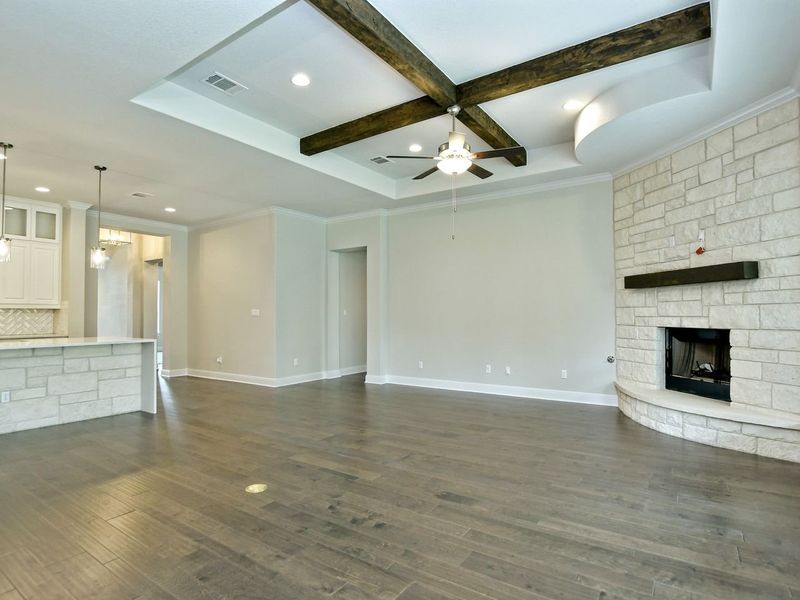 Representative unfurnished interior of a home built from the Madera II by Giddens Homes in Scofield Farms Estates, Georgetown (Image 377).