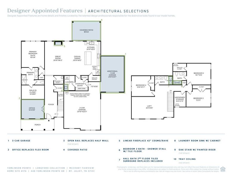 2D floor plan layout of this home in Tomlinson Pointe, Mount Juliet, TN (Image 4).