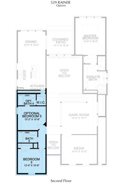 2D floor plan layout for the Rainer by Landon Homes in Lexington Frisco, Frisco, TX (Image 5).