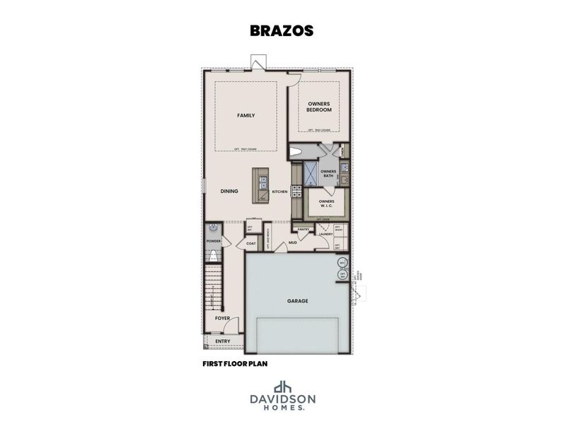 2D floor plan layout for the The Brazos F by Davidson Homes LLC in Windmill Estates, Magnolia, TX (Image 3).
