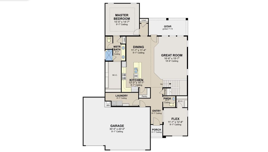 2D floor plan layout for the Poinsettia by Hakes Brothers in Hickory Ridge Estates, Elmendorf, TX (Image 3).