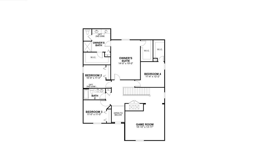 2D floor plan layout for the Cabo by M/I Homes in Fox Branch, Lakeland, FL (Image 4).