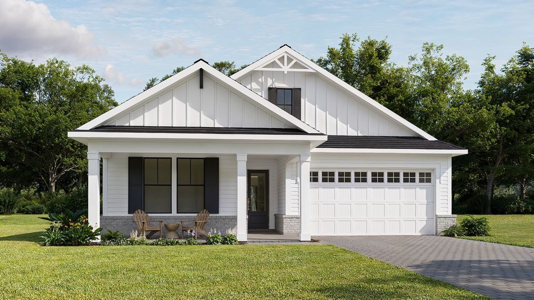 Representative exterior photo of a completed home built from the 2144MC by MasterCraft Builder Group in Madeira, St. Augustine, FL (Image 4). Representative exterior photo of a completed home built from the 2144MC by MasterCraft Builder Group in Madeira, St. Augustine, FL (Image 4).
