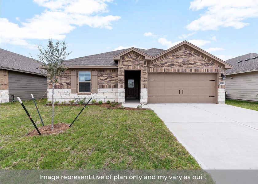 Representative exterior photo of a completed home built from the Bellvue by D.R. Horton in London Towne, Corpus Christi, TX (Image 17).
