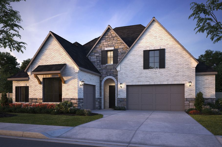 Representative exterior photo of a completed home built from the Brenham III by Southgate Homes in Windsong Ranch 71' Series, Prosper, TX (Image 22). Representative exterior photo of a completed home built from the Brenham III by Southgate Homes in Windsong Ranch 71' Series, Prosper, TX (Image 22).