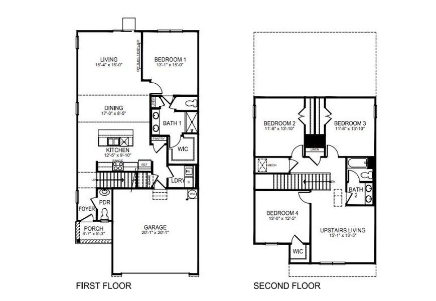 2D floor plan layout for the Manning by D.R. Horton in Shepherd's Farm, Mooresville, NC (Image 3).