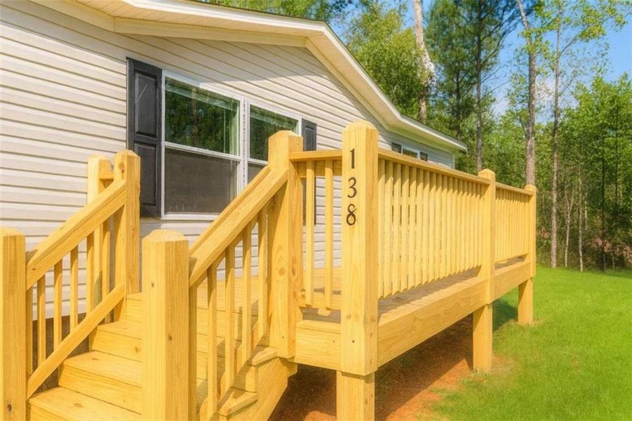Exterior details and patio area of a home in , Ellijay (Image 25).