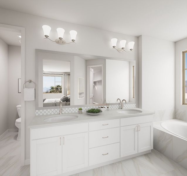 Representative furnished interior of a home built from the Laurel Plan 4002 by Tri Pointe Homes in Waterston Central, Gilbert (Image 19).