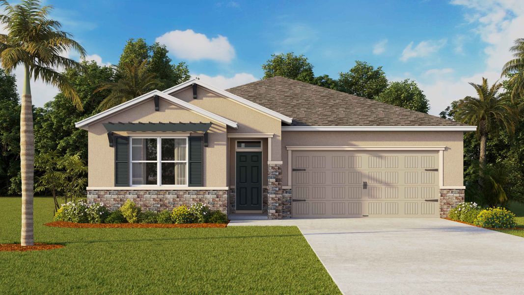 Representative exterior photo of a completed home built from the Clifton by D.R. Horton in Mockingbird Reserve at Winding Oaks, Ocala, FL (Image 22).