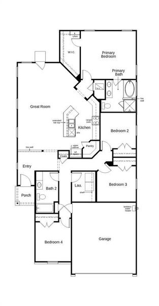 This floor plan features 3 bedrooms, 2 full baths and over 1,700 square feet of living space.