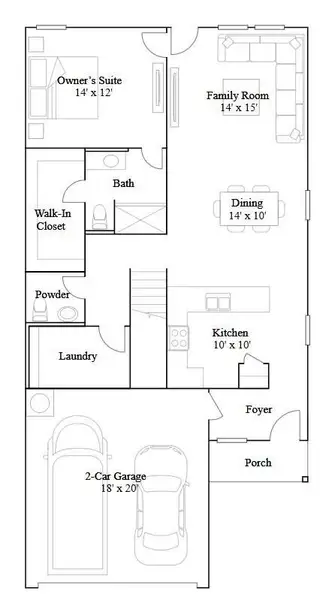 2D floor plan layout of this home in The Grand Prairie: Cottage Collection, Hockley, TX (Image 4).
