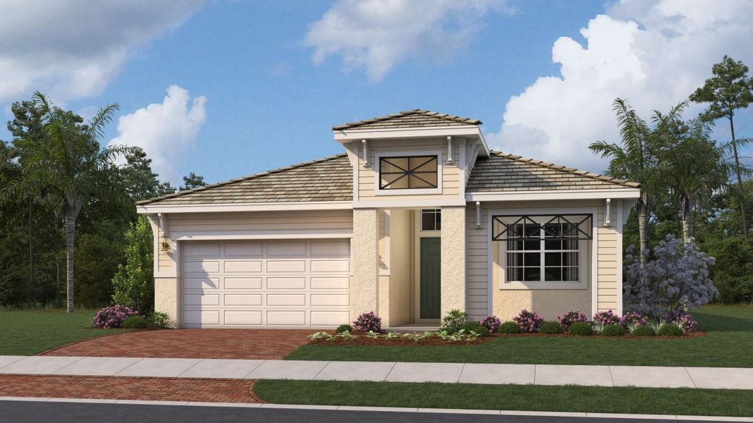Representative exterior photo of a completed home built from the Madeline by Kolter Homes in Esprit at Avenir, Palm Beach Gardens, FL (Image 25).