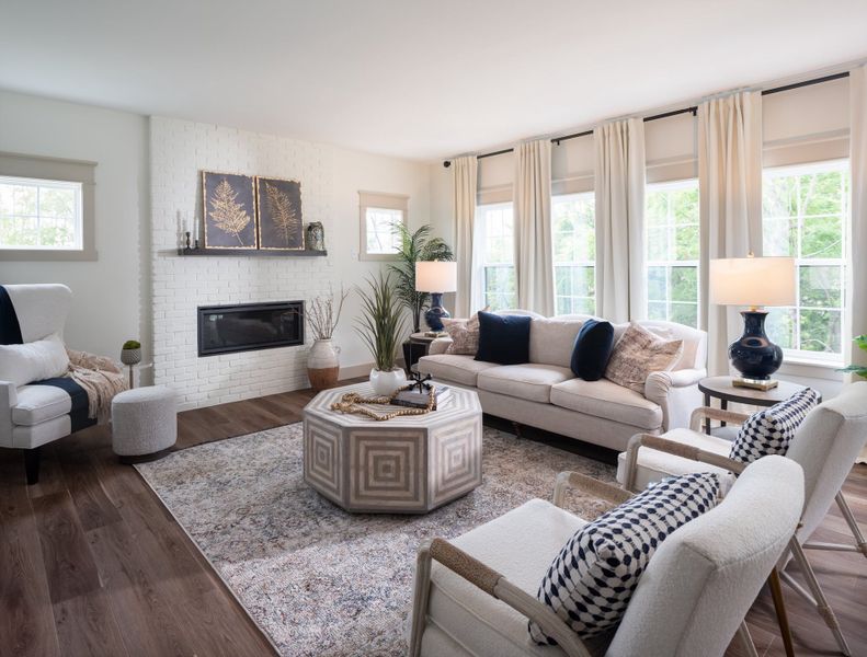 Representative furnished interior of a home built from the Covington by Keystone Custom Homes in McLean South Shore, Belmont (Image 9).