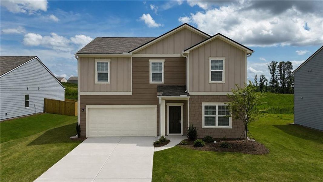 Front exterior of a new home in Casteel, Bethlehem, GA, highlighting curb appeal (Image 1). Front exterior of a new home in Casteel, Bethlehem, GA, highlighting curb appeal (Image 1).